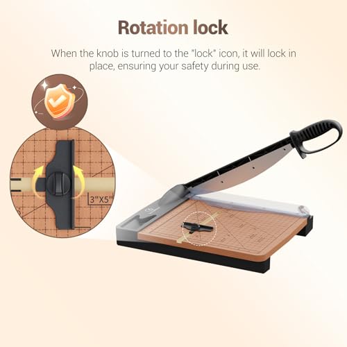 12 Inch Heavy Duty Paper Cutter, Wood Guillotine Paper Cutter & Paper Trimmer, 30 Sheets Capacity Paper Cutting Board for Classroom, Crafting, Cardstock Black - color: Black Gray