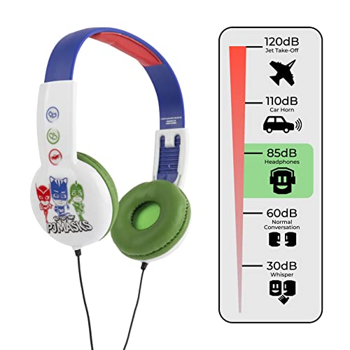 PJ Masks Kids Safe Over The Ear Headphones HP2-03120| Kids Headphones, Volume Limiter for Developing Ears, 3.5MM Stereo Jack, Recommended for Ages 3-9, by Sakar