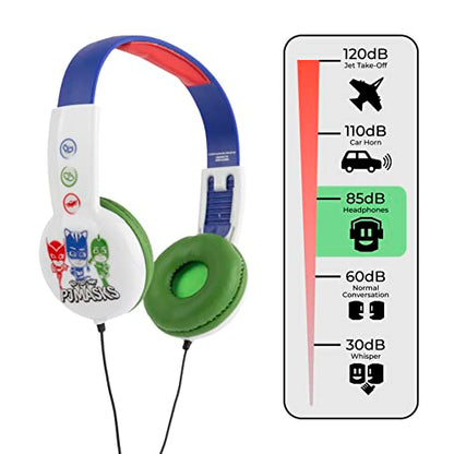 PJ Masks Kids Safe Over The Ear Headphones HP2-03120| Kids Headphones, Volume Limiter for Developing Ears, 3.5MM Stereo Jack, Recommended for Ages 3-9, by Sakar