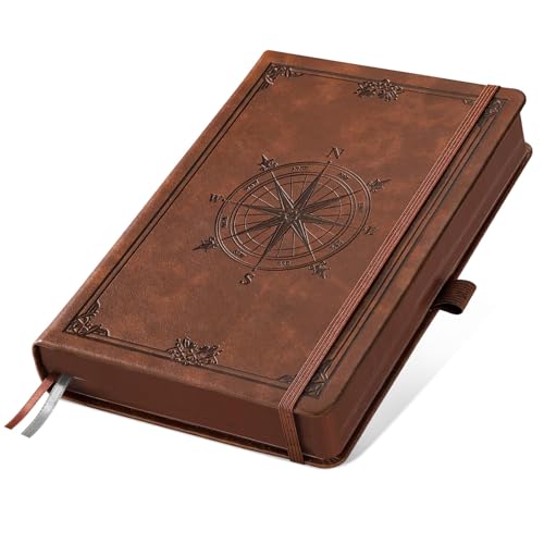 AHGXG Thick Journal Dotted Notebook for Men - 320 Numbered Pages A5 Notebook for Writing, 100gsm Dot Paper, Vintage Leather Hardcover, for Women Work Office School, 5.75'' X 8.38''- Brown - color: Brown, style: A5-Dotted Notebook