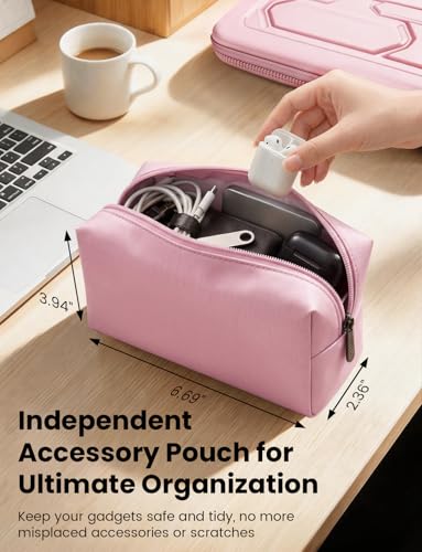 DOMISO Laptop Hard Case 14-14.4 inch Waterproof Shockproof Hard Shell Laptop Sleeve with Handle & Storage Pocket, Compatible with MacBook, HP, Dell,Pink - color: Pink, size: 14 inch