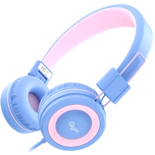 ELECDER i37 Kids Headphones for School Child Girls Boys Teens, Purple/Pink | Foldable Adjustable Lightweight, 3.5mm Audio Jack On Ear Headphones for Smartphones Chromebook Computer PC Tablets Travel - color: Light Purple/Pink, size: Kids Teen, style: On-E