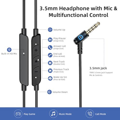 Wired Headphone 3.5mm Over Ear Buds for Chormebook Laptop PC,HD Mic HiFi Stereo in-Ear Noise Isolation Wired Earbuds,3.5mm Jack Earphone with Ear Hook for Samsung A15 Corded Headset for Moto G Stylus