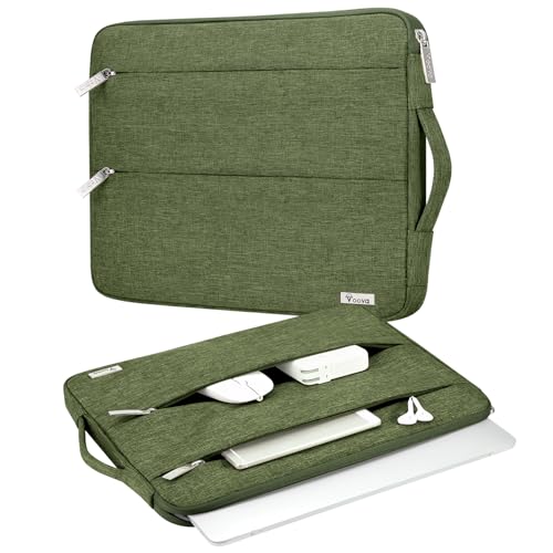 Voova Laptop Sleeve Carrying Case 13 13.6 Inch Compatible with MacBook Air 13 M1/M2/M3/M4, MacBook Pro 13/14, IPad Pro 13, Waterproof Slim Computer Cover Bag, Army Green - color: Army Green, size: 12.6-13.6 Inch
