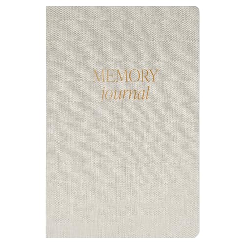 Sweet Water Decor Memory Journal, Cute Lined Reflection Notebook for Women, 105 Ruled Prompt Pages for Writing, Neutral Fabric Diary with Gold Foil Details. Size: 5.75" x 8.25" x .65" - style: Memory