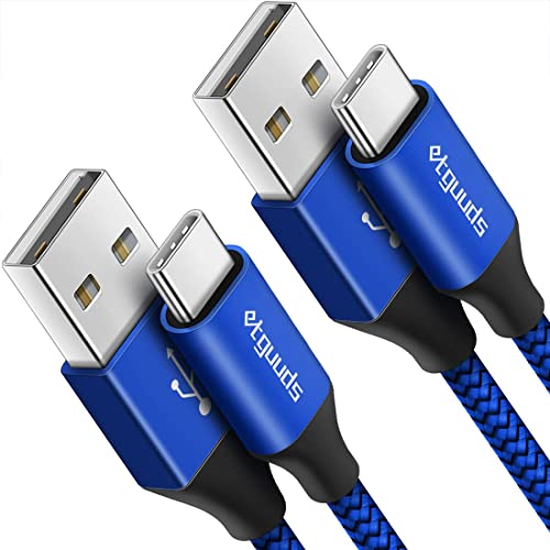 etguuds USB A to USB C Cable 4ft, 2-Pack, 3A Fast Charging Type C Charger Cord for iPhone 17 16 15 Pro Max 16e 17 Air, Samsung Galaxy S25 S24 S23 S22 S21 S20 A17 A16 A56 A55 Flip Fold, Blue - color: Blue, size: 4ft