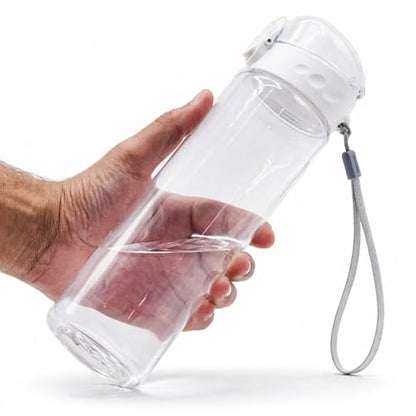 Clear Plastic Water Bottle | No Markings 24oz Chug Lid Sports Water Bottle | Leak Proof Re-Usable Flip Top Plastic Drinks Bottles for School, Exams, Office, Gym, Cycling (Clear-24oz) - color: Clear-24oz