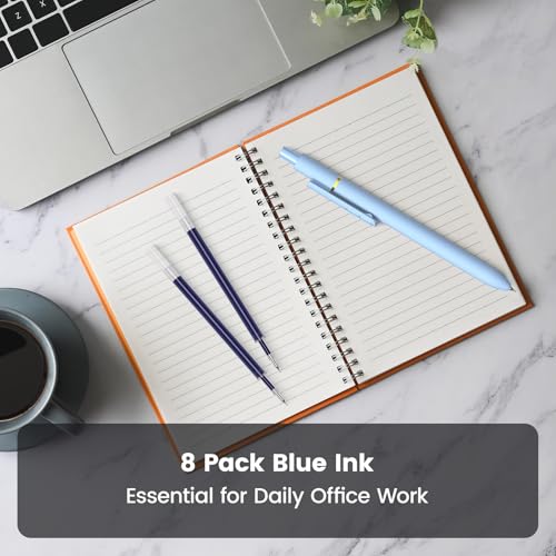 8 Pack Blue Gel Pens with Fidget, Quick-drying Blue Ink No Smudge | 0.7mm Fine Point Smooth, Long-Lasting Ink, Soft Grip Retractable Pens for Journaling School Office, Gift for Women Men Nurse - color: Morandi-Blue Ink-8Pcs