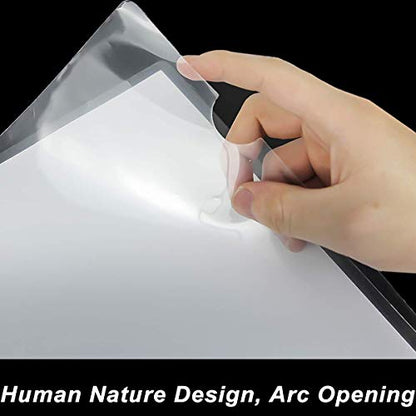 50PCS Clear Plastic Document Folders, Letter/A4 L-Type Project Pockets | 1.4mm Thickness, Copy Safe, Lightweight, Transparent, Project Organization, School, Office, Home Use