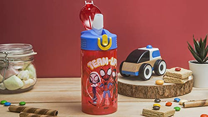 Zak Designs Marvel Spider-Man Kids Water Bottle with Spout Cover and Carrying Loop, Durable Plastic, Leak-Proof Water Bottle Design for Travel (16 oz, 2-Pack, Spidey and His Amazing Friends) - color: Spidey and His Amazing Friends 2pk