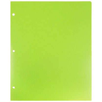 JAM PAPER Heavy Duty Plastic 3 Hole Punch Pocket Folders - Extra Tough School Folders - Lime Green - 6/Pack - color: Lime Green, size: 6 Per Pack