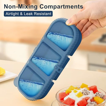 3 Pack Silicone Reusable Snack Containers with Lids - 3 Compartment Snackle Box for Kids & Adults, BPA-Free & Leakproof, Small for Dressing, Sauces, School, Office, Picnic（Blue, yellow, pink） - color: 3-Compartment (3-Pack)