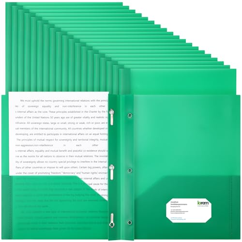 Patelai 48 Pcs Plastic Folders with 2 Pockets and 3 Prongs Home Folders with Card Slot Letter Size Heavy Duty Report Covers for Back to School(Green,Classic) - color: Green, style: Classic