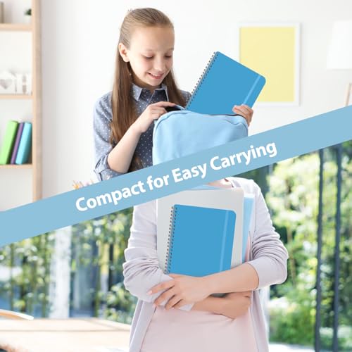 A5 Lined Spiral Journal Notebook, 146 Pages Hardcover Notebook with 100 GSM Thick Paper, Inner Pocket & Elastic Closure, 5.7" x 7.9", Notebooks for Work, School, College, Office, Journaling & Note Taking - color: Bright Blue