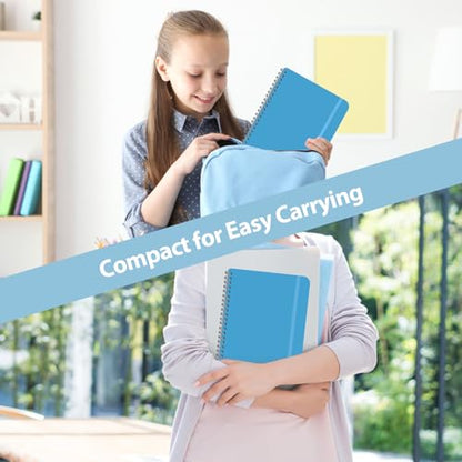 A5 Lined Spiral Journal Notebook, 146 Pages Hardcover Notebook with 100 GSM Thick Paper, Inner Pocket & Elastic Closure, 5.7" x 7.9", Notebooks for Work, School, College, Office, Journaling & Note Taking - color: Bright Blue