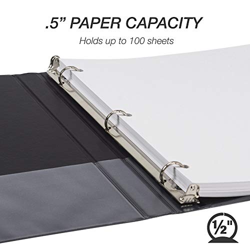 Samsill Durable .5 Inch Binder, Made in the USA, Round Ring Customizable Clear View Binder, Black, 4 Pack (MP48410) - color: Black, size: 0.5-Inch