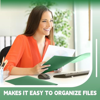 Gueevin 24 Pcs Plastic Folders with Pockets, Back to School Two Pocket Folder Fit Letter Size, Heavy Duty School Business Card Holder for Home Office, 11. 61 x 9. 45 Inches (Dark Green) - color: Dark Green