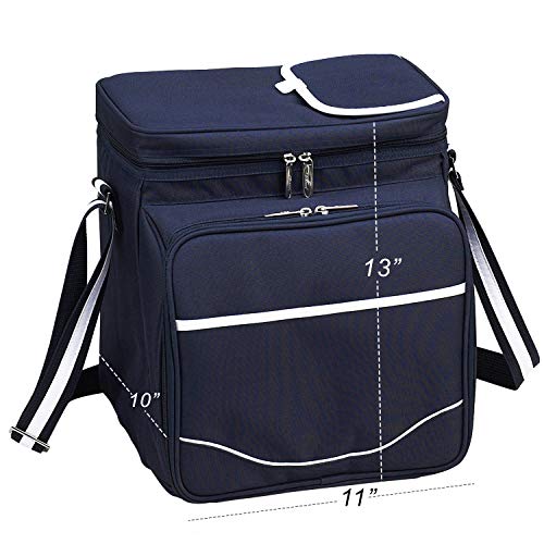 Picnic at Ascot Insulated Picnic Basket/Cooler Fully Equipped with Service for 2 - Orange/Navy - color: Orange/Navy