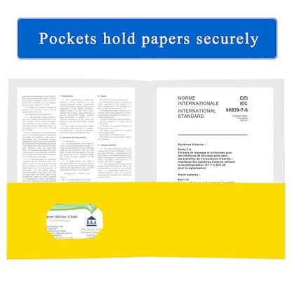 Zzrywuty 100 Packs Yellow Two Pocket File Folders with Business Card Slot,Textured Paper,Letter Size,Holds 100 Plus Sheets for School,Office,Business - color: 100pcs-yellow