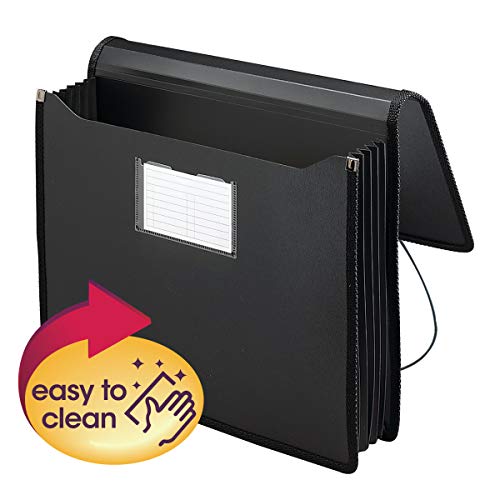 Smead Poly Wallet,Accordion File Organizer for File Folders,Letter Size,Black,5-1/4 inch Expansion,Office Supplies,Document Organizer (71500),(Pack of 12) - size: Letter (Pack of 12), style: Black
