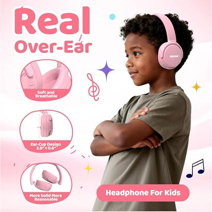MIDOLA Headphones for Kids Bluetooth 5.4 Wireless 68H Play Time Volume Limit 85/94dB Over-Ear Foldable Headset,with Mic Wired Aux for Toddler Child Boy Girl School Pad Tablet Pink - color: Pink