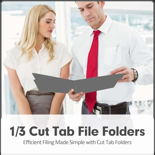 File Folder, PANDRI 120 Pack File Folder, 1/3 Cut Tab, Letter Size, Filing Folder for Office School Business, Dark Gray - color: Dark Gray