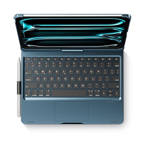 edaiser Swivel Keyboard Case for iPad Pro 11-inch M5 M4 (2025 2024) Blue | 360° Rotatable Protective Cover with Pencil Holder | Multi-Touch Trackpad | RGB Backlit | A3357 A3358 A3359 A2836 A2837 A3006 - color: Navy Blue, size: iPad Pro 11" (M4/M5)