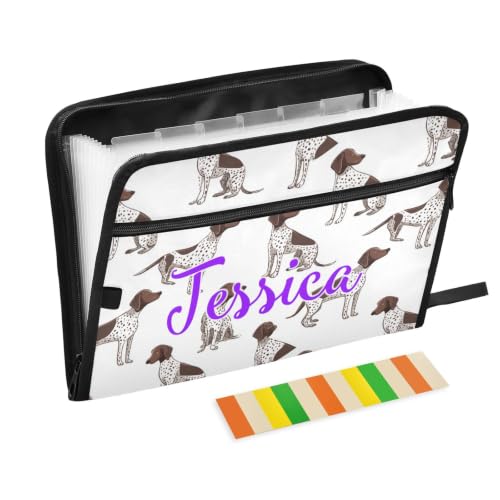 Kcldeci Custom Expanding File Folder with 13 Pockets,German Shorthaired Pointer Personalized Accordion Document Organizer with Labels, A4 Letter Size Portable Paper Storage for Office School Home Trav - color: German Shorthaired Pointer