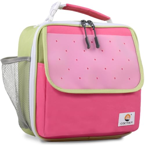 CaCTOUR Lunch Box Kids,Fun Color Lunch Box for Girls,Large Soft Cooler Lunch Bag for Kids,Back to School Thermal Insulated Lunch Tote Bag for School Daycare Outdoor (Fuchsia Green) - color: Fuchsia Green