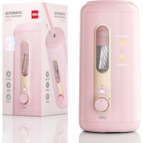 Electric Pencil Sharpener, Fully Automatic Pencil Sharpener for 6.9-10.8mm Colored/Jumbo Pencils, Auto in & Out, Rechargeable Hands-Free Sharpener for Classroom Home Office, Pink - color: Pink