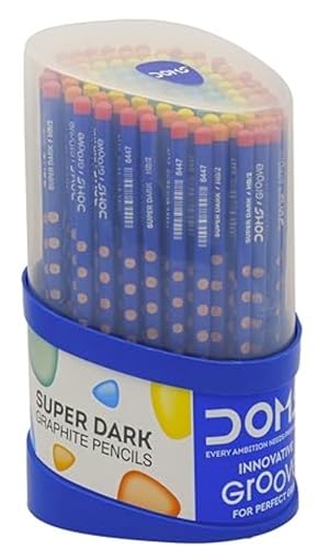 Doms Groove Super Dark Graphite Pencils | Innovative Groove For Perfect Grip | Tumbler Set Of 100 Pieces, Multicoloured, Pack Of 1 (DM8438)