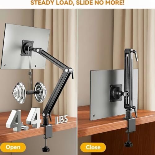Portable Monitor Holder Mount Arm with Strong Magnetic 360° Rotating Base Bearing Over 5LBS Compatible with 12.9/14.6/15.6/17.3/18.5 inch iPad Pro/Mini/Air/Surface/Samsung - size: Up to 18.4''
