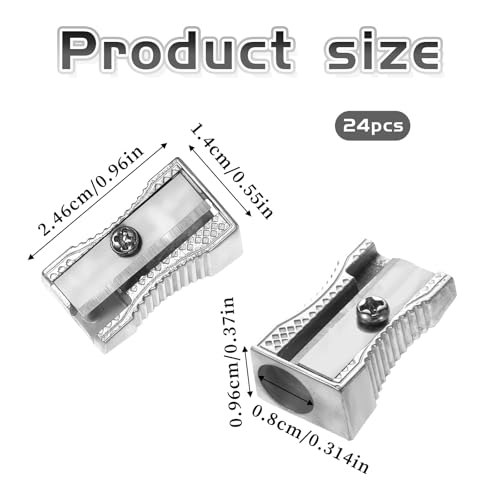 24 Pcs Pencil Sharpener Handheld Metal Mini Pencil Sharpeners Single Hole Rectangular Small Sharpeners Pencil Sharpening Bulk Manual Pencil Sharpener for Graphite Colored Pencils Wood-cased Pencils