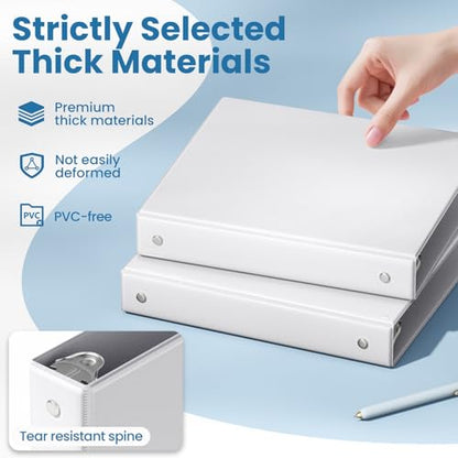 SUNEE 1 Inch Binders 3 Ring 4 Pack, PVC-Free Clear View 1" Binders (Fits 8.5x11 Inches) for School, Office & Home Use, White - color: White, size: 1 Inch, style: 4 Pack