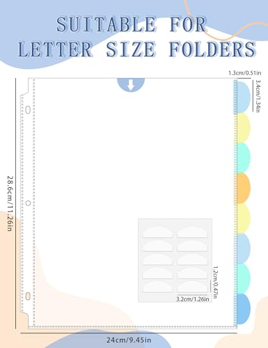 32 Pcs Clear Sheet Protectors with Tabs for 3 Ring Binder, Binder Dividers with 8 Tabs, Clear Plastic Notebook Page Dividers with Pockets, 4 Sets