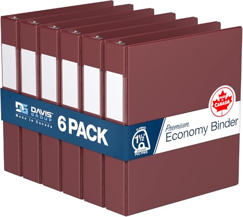 Premium Economy 6-Pack 3-Ring Binders for School or Office, D-Ring Binders, 1.5 Inch, Burgundy - color: Burgundy, size: 1.5 Inch
