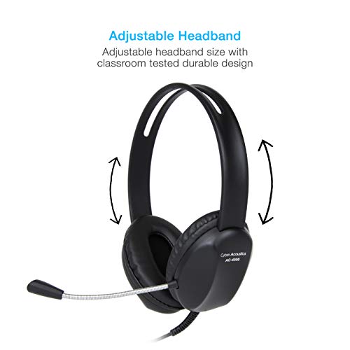 Cyber Acoustics Wired Headset with Microphone (AC-4000-80) – Noise Cancelling Headphones with Mic for PC, Tablets, Cell Phones, and Computers – Work Headset for Office, Class, or Home – 80 Pack - size: 80 Pack