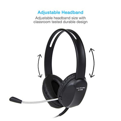 Cyber Acoustics Wired Headset with Microphone (AC-4000-80) – Noise Cancelling Headphones with Mic for PC, Tablets, Cell Phones, and Computers – Work Headset for Office, Class, or Home – 80 Pack - size: 80 Pack