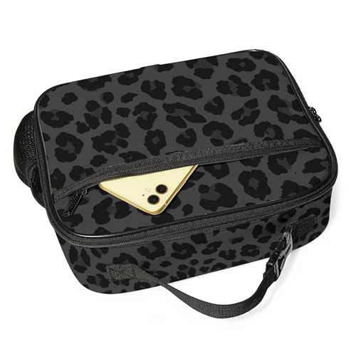 WOBAGMEN Leopard Lunch Box for Kids, Cute Insulated Lunch Bag for Boys Girls,Waterproof Lunch Box with Water Bottle Holder for Teens Adults Picnic Travel Back to School (Black Leopard) - color: Black Leopard