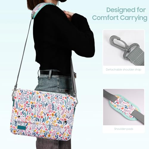 TiMOVO 9-11 Inch Tablet Sleeve Bag with Shoulder Strap Fits iPad 11-inch A16 2025, iPad 10th Gen. 10.9", iPad Gen. 10.2", iPad Air 11/5th/4th Gen. 10.9", Galaxy Tab A9 Plus 11", Flowers - color: Flowers