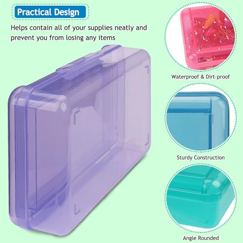 SFLHHDM Large Pencil Box, Double Layer Capacity Pencil Holders, Hard Pen Case with Snap-tight Lid, Plastic Pencils Case for Office School, Pen Boxes Storage Organizer (Blue+Green+Pink+Purple-4Pcs) - color: Blue+Green+Pink+Purple-4Pcs