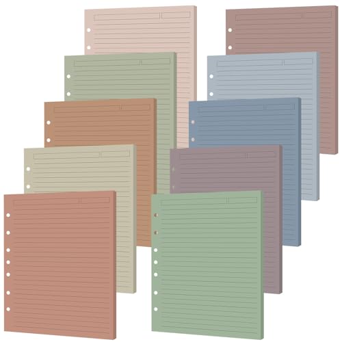 100 Sheets A5 7-Hole Lined Refill Paper Binder Inserts 5.5" x 8.5" Loose Leaf Papers 10 Colorful Line Planner for Mini 3 or 7 Ring Binders Junior Size Notebooks for Office School Business Home(Boho) - color: Boho