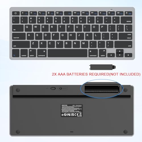 OMOTON Ultra-Slim Bluetooth Keyboard for iPad 11th/10th/9th/8th/7th, iPad Pro/Air/Mini and iPhone Series, Wireless iOS Keyboard with 12 Multimedia Keys for Office, Home, Travel, School, Black Grey - color: Black Grey