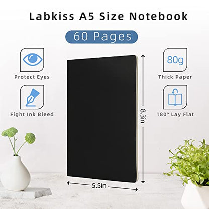 24 Pack Blank Notebook & Journal Bulk, Black Cover, Unlined Plain Thick Paper, A5 Size, 5.5x8.3 inch, 60 Page, Small Sketchbook Subject Note Pad Set for Women Men Kids Traveler Student Office - color: Black, style: Black-24-Unlined