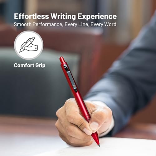 Everyman Crimson Grafton Full Click Refillable 0.7mm Gel Ink Pen | Sleek Anodized Aluminum EDC Pen with Deep Grooved Grip | Smooth Writing Pocket Pen for Office, Travel, Gifting & Daily Use - color: Crimson, style: Full Click