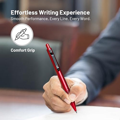 Everyman Crimson Grafton Full Click Refillable 0.7mm Gel Ink Pen | Sleek Anodized Aluminum EDC Pen with Deep Grooved Grip | Smooth Writing Pocket Pen for Office, Travel, Gifting & Daily Use - color: Crimson, style: Full Click