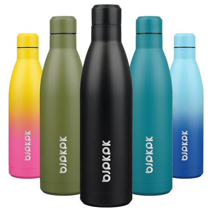 BJPKPK 25oz Insulated Water Bottle Double Wall Vacuum Insulated Stainless Steel Water Bottles for Spots Keep Cold and Hot,Midnight Black - color: Midnight Black, size: 25 Ounces