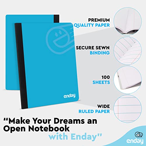 Enday Composition Notebooks Wide Ruled Paper, Hard Cover Composition Notebook, Premium Lined Composition Books, 100 Sheets Ruled Notebook, Blue and Purple (2 Pack) - color: BLUE - PURPLE, size: 2