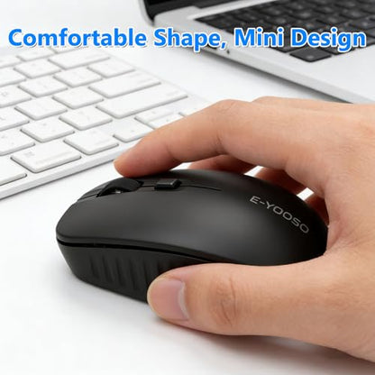 E-YOOSO Wireless Bluetooth Mouse, Compact Mini Portable Ambidextrous Computer Mouse, Smooth Tracking & 5 Adjustable DPI up to 4000 for PC, Laptop, iPad, MacBook & Apple Devices (Black)