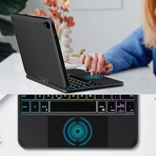edaiser Swivel Keyboard Case iPad mini 7th A17 Pro & 6th Generation Black | 360 Degree Rotatable Protective Cover | Compact Bluetooth Keyboard | Trackpad | RGB Backlit | Flexible Use for Kids/Students - color: Black, size: iPad Mini (7th-6th)